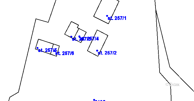 Parcela st. 257/2 v KÚ Dolní Lomná, Katastrální mapa