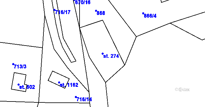 Parcela st. 274 v KÚ Dolní Lomná, Katastrální mapa