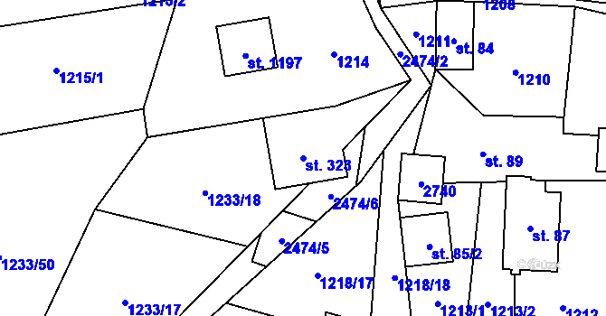 Parcela st. 323 v KÚ Dolní Lomná, Katastrální mapa