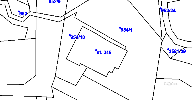 Parcela st. 346 v KÚ Dolní Lomná, Katastrální mapa