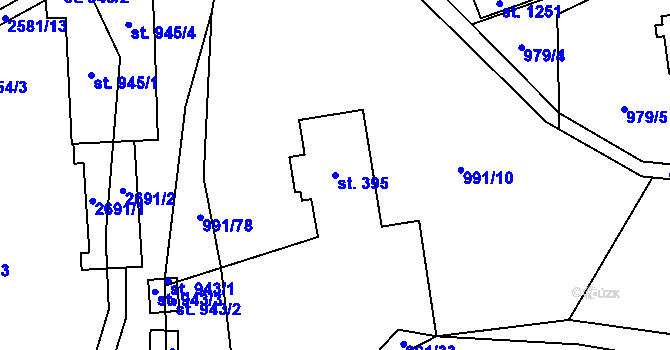 Parcela st. 395 v KÚ Dolní Lomná, Katastrální mapa