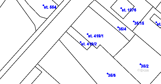 Parcela st. 419/2 v KÚ Dolní Lomná, Katastrální mapa