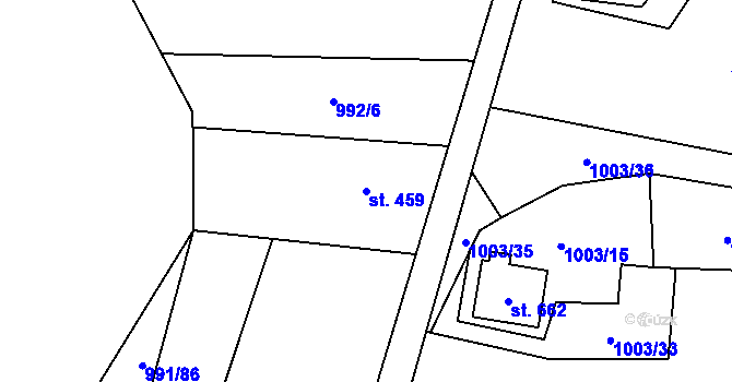 Parcela st. 459 v KÚ Dolní Lomná, Katastrální mapa
