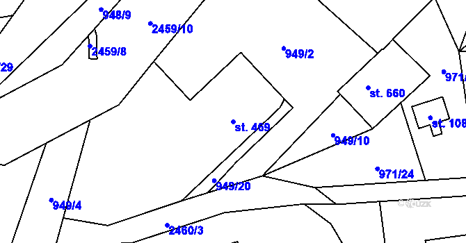 Parcela st. 469 v KÚ Dolní Lomná, Katastrální mapa