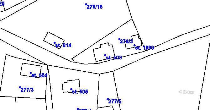 Parcela st. 503 v KÚ Dolní Lomná, Katastrální mapa