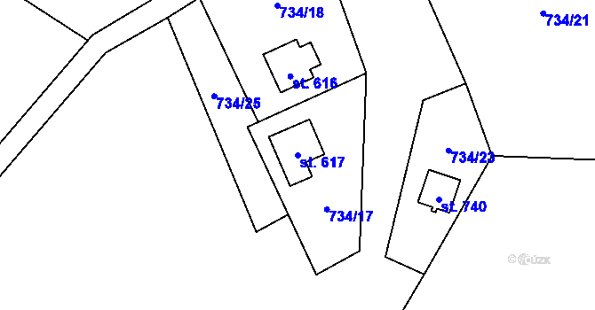 Parcela st. 617 v KÚ Dolní Lomná, Katastrální mapa