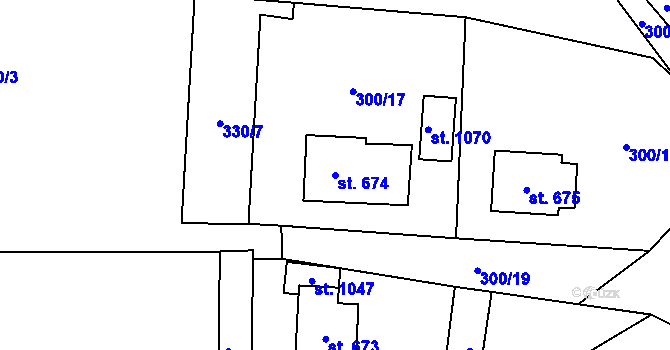 Parcela st. 674 v KÚ Dolní Lomná, Katastrální mapa