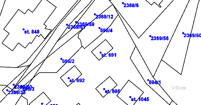Parcela st. 691 v KÚ Dolní Lomná, Katastrální mapa