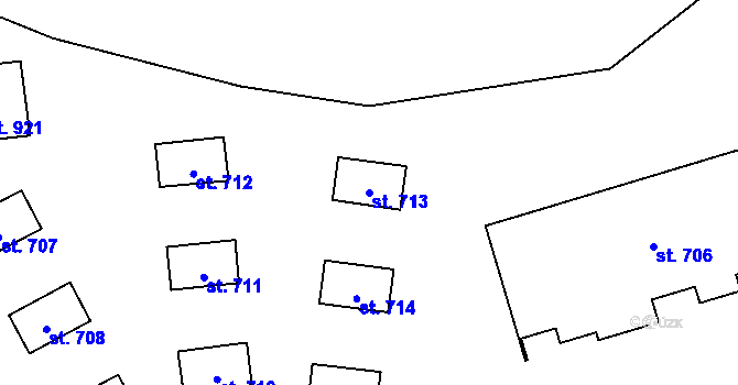 Parcela st. 713 v KÚ Dolní Lomná, Katastrální mapa
