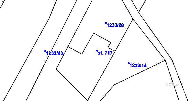 Parcela st. 717 v KÚ Dolní Lomná, Katastrální mapa