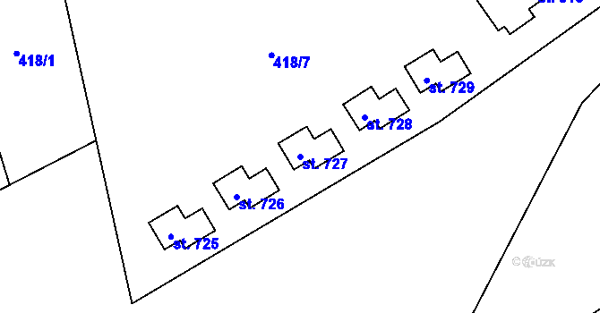 Parcela st. 727 v KÚ Dolní Lomná, Katastrální mapa