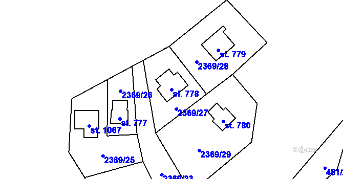 Parcela st. 778 v KÚ Dolní Lomná, Katastrální mapa