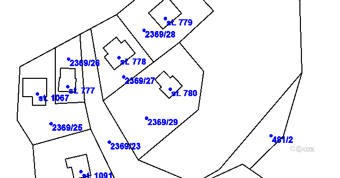 Parcela st. 780 v KÚ Dolní Lomná, Katastrální mapa