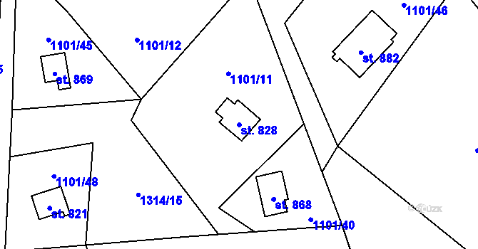 Parcela st. 828 v KÚ Dolní Lomná, Katastrální mapa