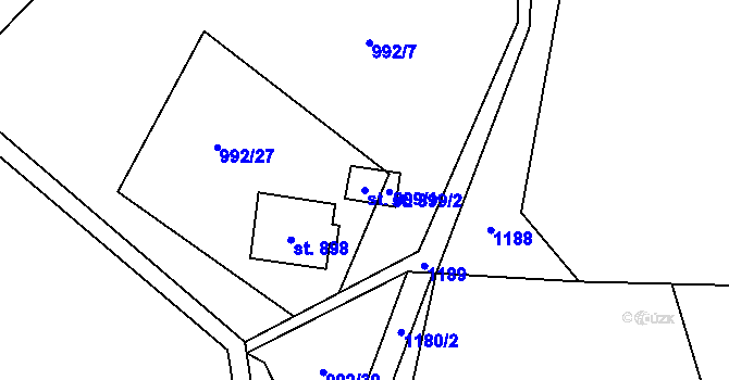 Parcela st. 899/1 v KÚ Dolní Lomná, Katastrální mapa