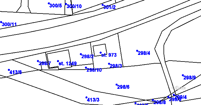 Parcela st. 973 v KÚ Dolní Lomná, Katastrální mapa