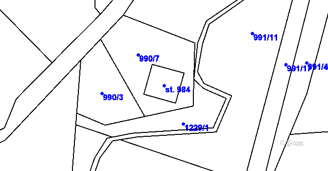 Parcela st. 984 v KÚ Dolní Lomná, Katastrální mapa