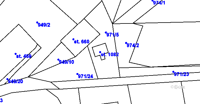 Parcela st. 1082 v KÚ Dolní Lomná, Katastrální mapa