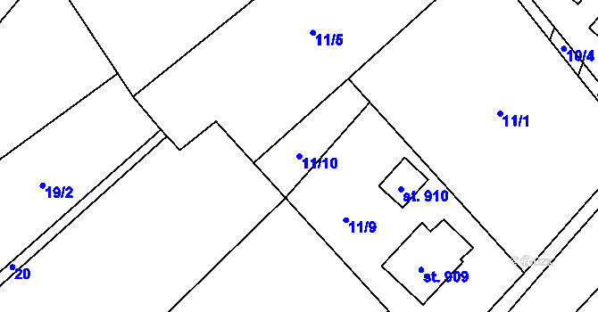 Parcela st. 11/10 v KÚ Dolní Lomná, Katastrální mapa