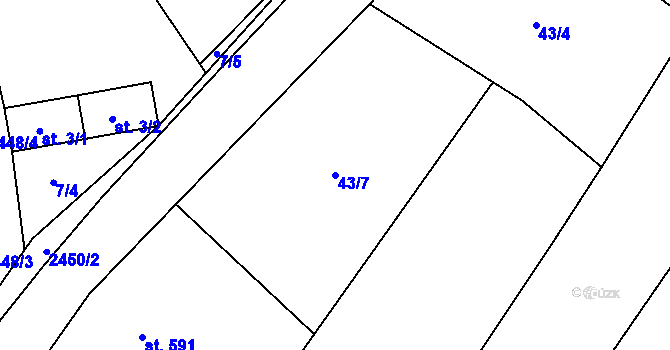 Parcela st. 43/7 v KÚ Dolní Lomná, Katastrální mapa