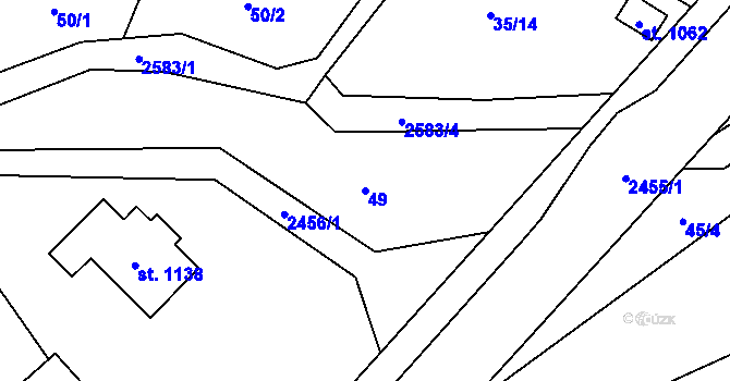 Parcela st. 49 v KÚ Dolní Lomná, Katastrální mapa