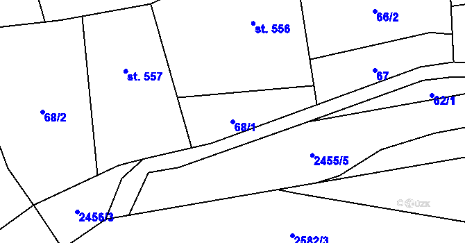 Parcela st. 68/1 v KÚ Dolní Lomná, Katastrální mapa