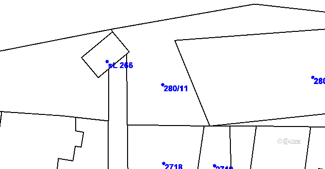 Parcela st. 280/11 v KÚ Dolní Lomná, Katastrální mapa