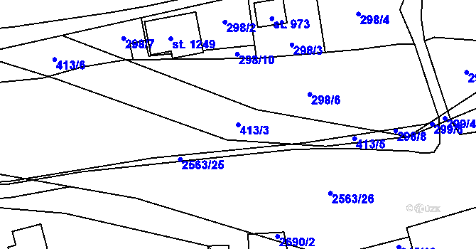 Parcela st. 413/3 v KÚ Dolní Lomná, Katastrální mapa