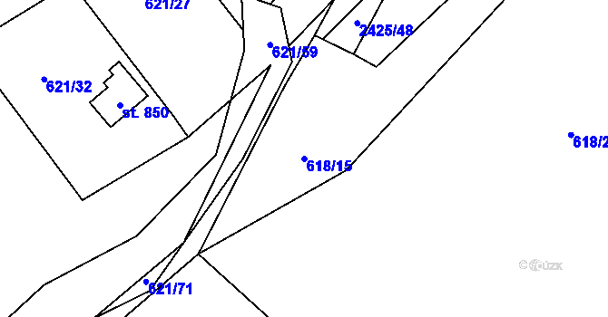 Parcela st. 618/15 v KÚ Dolní Lomná, Katastrální mapa