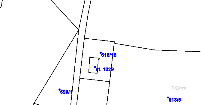 Parcela st. 618/16 v KÚ Dolní Lomná, Katastrální mapa