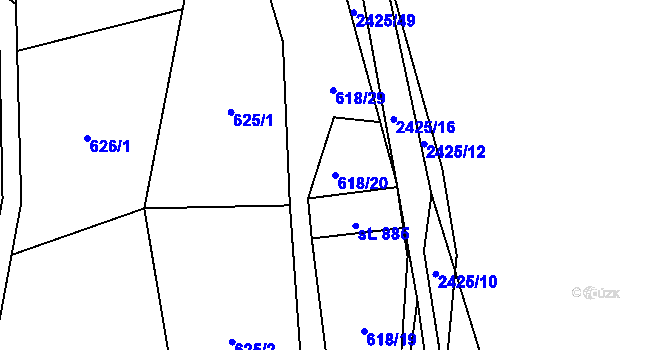 Parcela st. 618/20 v KÚ Dolní Lomná, Katastrální mapa
