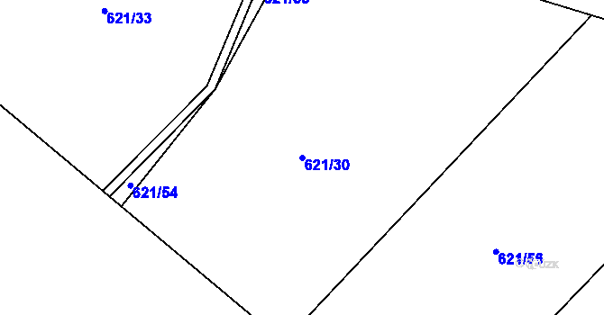 Parcela st. 621/30 v KÚ Dolní Lomná, Katastrální mapa