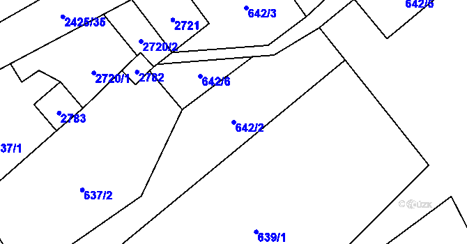 Parcela st. 642/2 v KÚ Dolní Lomná, Katastrální mapa