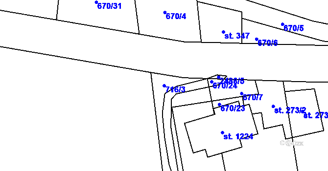 Parcela st. 716/3 v KÚ Dolní Lomná, Katastrální mapa