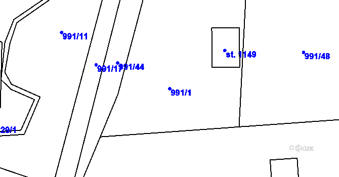 Parcela st. 991/1 v KÚ Dolní Lomná, Katastrální mapa
