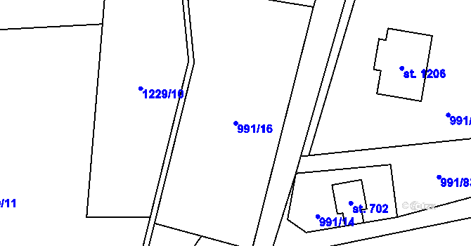 Parcela st. 991/16 v KÚ Dolní Lomná, Katastrální mapa