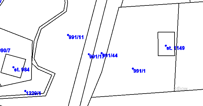 Parcela st. 991/44 v KÚ Dolní Lomná, Katastrální mapa
