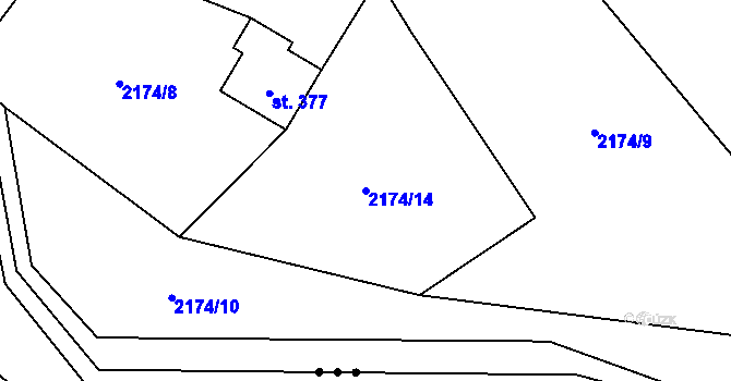 Parcela st. 2174/14 v KÚ Dolní Lomná, Katastrální mapa