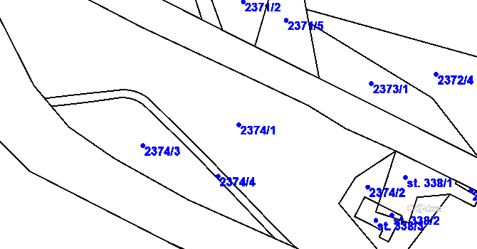 Parcela st. 2374/1 v KÚ Dolní Lomná, Katastrální mapa