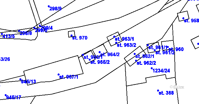 Parcela st. 964/2 v KÚ Dolní Lomná, Katastrální mapa