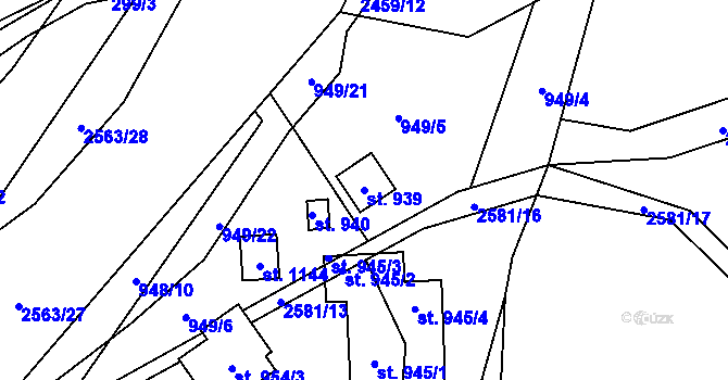 Parcela st. 939 v KÚ Dolní Lomná, Katastrální mapa