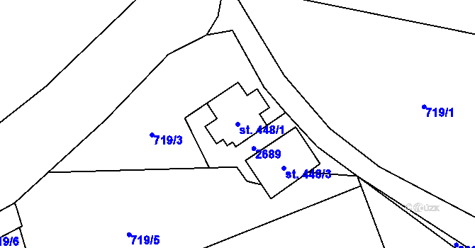 Parcela st. 448/1 v KÚ Dolní Lomná, Katastrální mapa