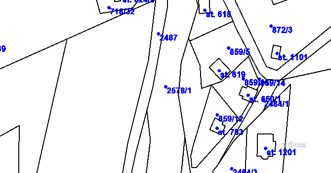 Parcela st. 2578/1 v KÚ Dolní Lomná, Katastrální mapa