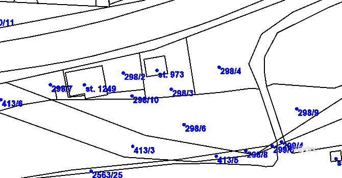 Parcela st. 298/3 v KÚ Dolní Lomná, Katastrální mapa