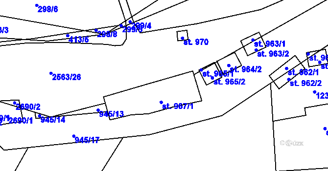 Parcela st. 967/2 v KÚ Dolní Lomná, Katastrální mapa