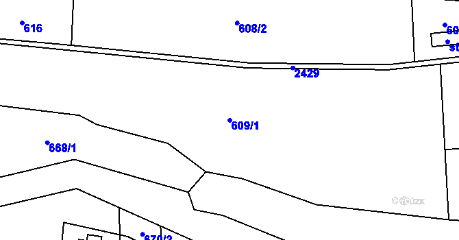 Parcela st. 609/1 v KÚ Dolní Lomná, Katastrální mapa