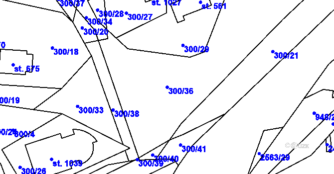 Parcela st. 300/36 v KÚ Dolní Lomná, Katastrální mapa