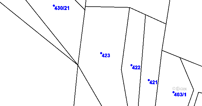 Parcela st. 423 v KÚ Dolní Lomná, Katastrální mapa