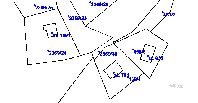 Parcela st. 2369/30 v KÚ Dolní Lomná, Katastrální mapa