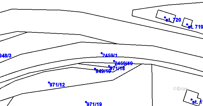 Parcela st. 2459/1 v KÚ Dolní Lomná, Katastrální mapa